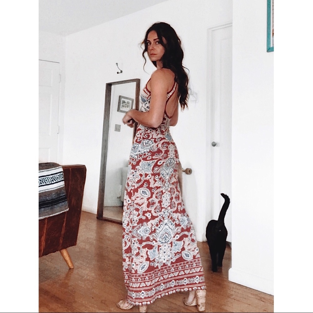 Billabong Long Backless Bohemian Dress